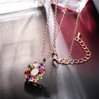 fym fashion rose gold color flower shape cubic zircon boho pendants necklaces crystal for women jewelry party