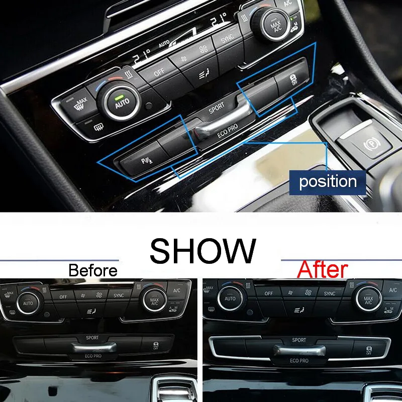 

Из 2 предметов стайлинга автомобилей DIY Новый ABS Chrome кнопку Mode светильник коробка крышка чехол наклейки для Bmw 2 серии 218i 2014 Запчасти аксессуа...