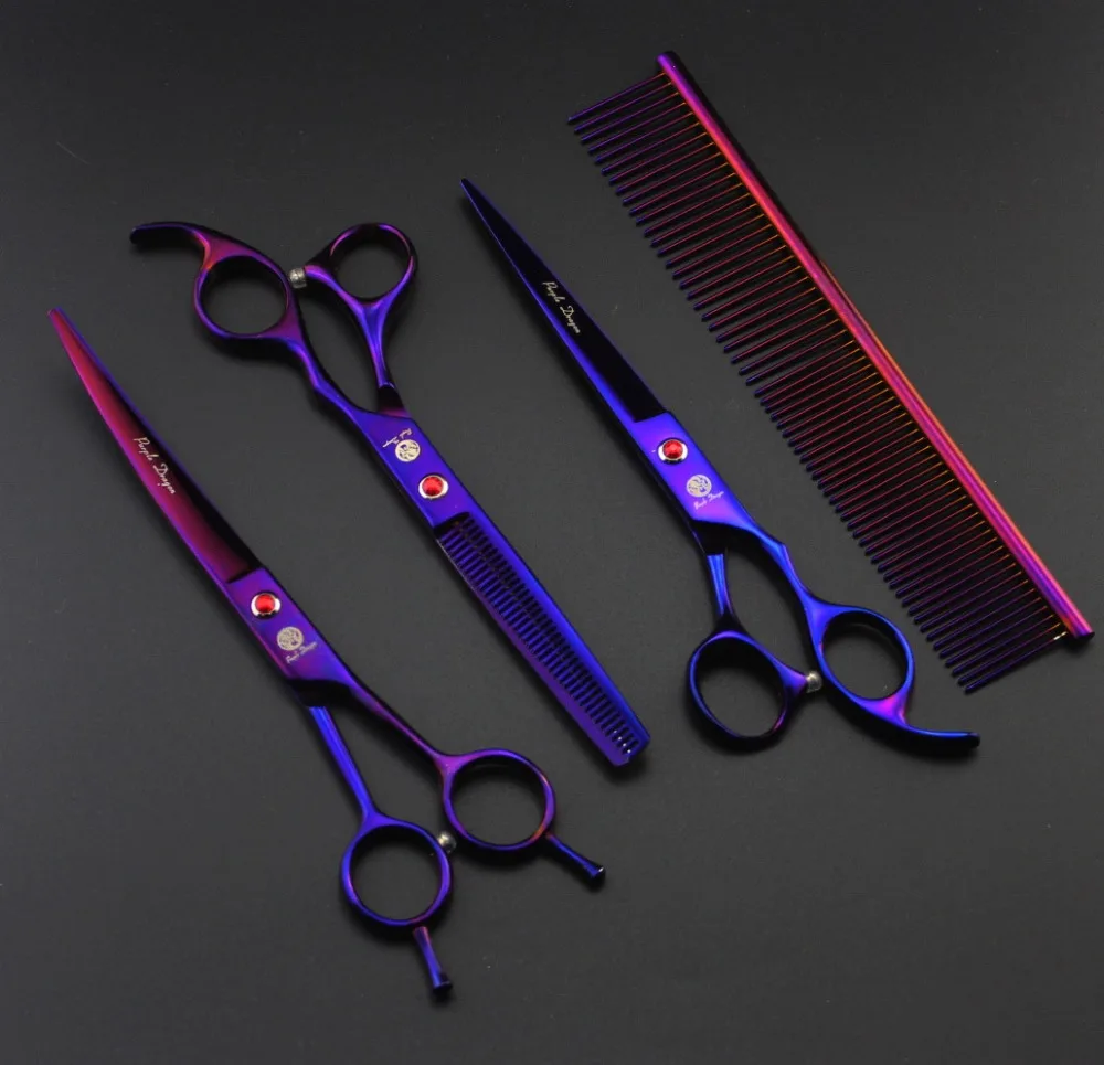 Professional 7.0 inch Premium Sharp Edge Dog PET GROOMING SCISSORS SHEARS Cutting+Curved+Thinning scissors+Steel comb | Красота и