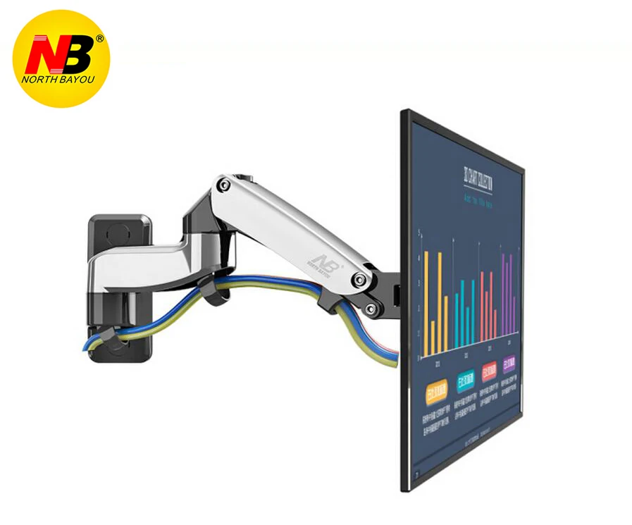 NB F150 алюминиевый сплав 360 градусов 1"-27" держатель для монитора газовый пружинный кронштейн светодиодный ЖК-телевизор настенное крепление загрузка 2-7 кг