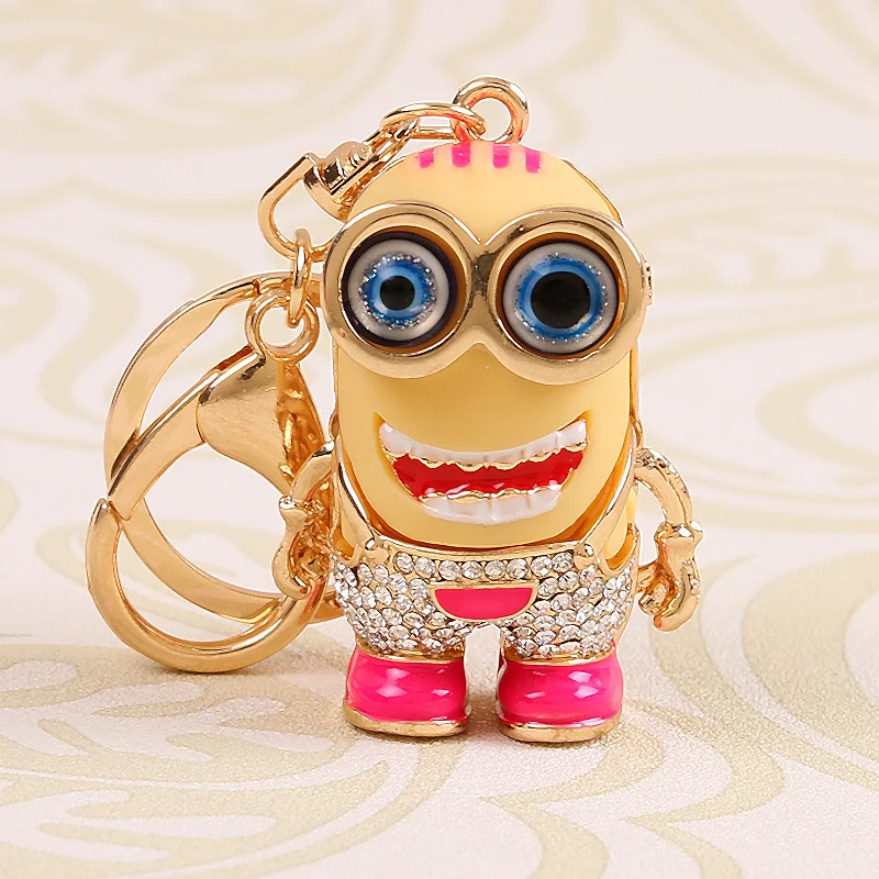 Подвески стразы оплетка 3D розовый мультяшный персонаж металлический брелок на