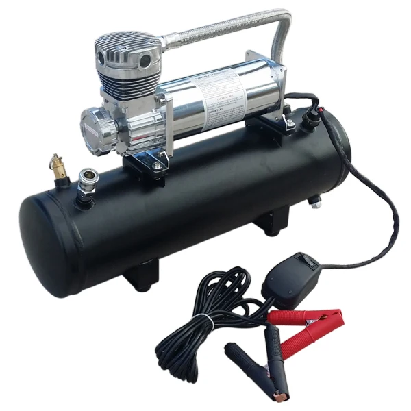 Черный Портативный супер поток автомобильных шин насос DC 12 В 150PSI металлический Автомобильный авто электрический насос воздушный компрессор бак с держателем газа - Название цвета: Черный