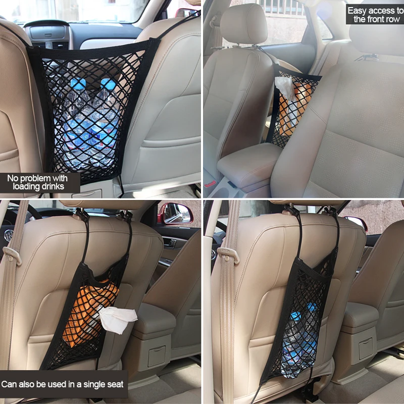 Car Organizer Storage Nets Stowing Tidying For Cars Nylon Mesh Bag Seat Back Holder Automobile Pocket Auto Interior Accessories |