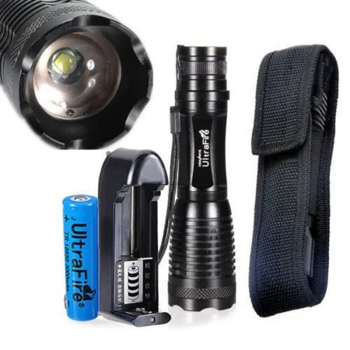 Set 2200LM CREE XM-L T6 LED Flashlight Focus Torch light Lamp Zoom + 18650 Battery+ Single Slot Charger A1054 | Лампы и освещение