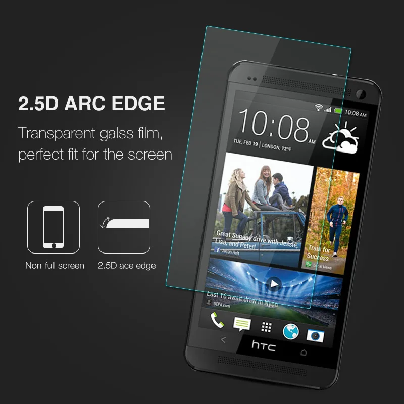 Для HTC One M7 закаленное стекло Оригинал 9H 2.5D защитная пленка M 7 801S 801E 801N 801D 802T 802D 802W