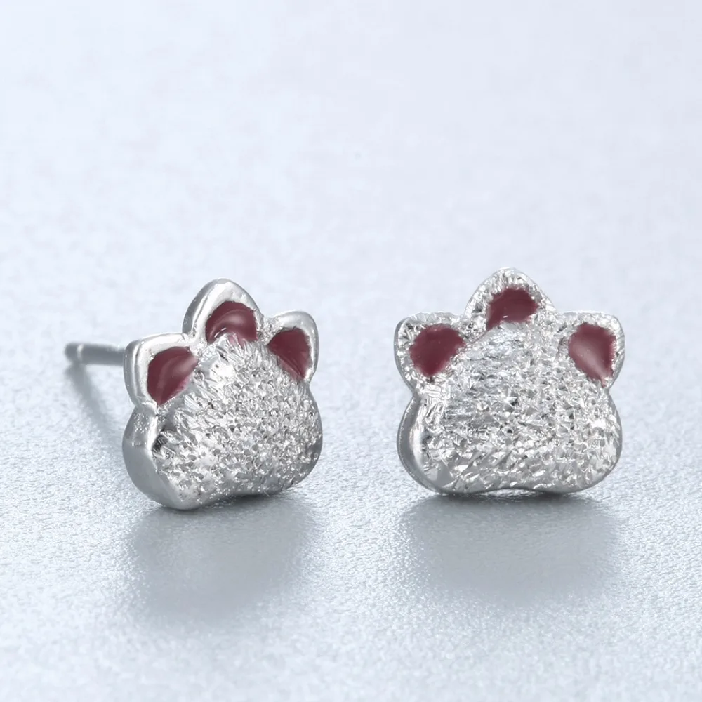 Kinitial серьги гвоздики в форме животного медведя кота следов ювелирное изделие из