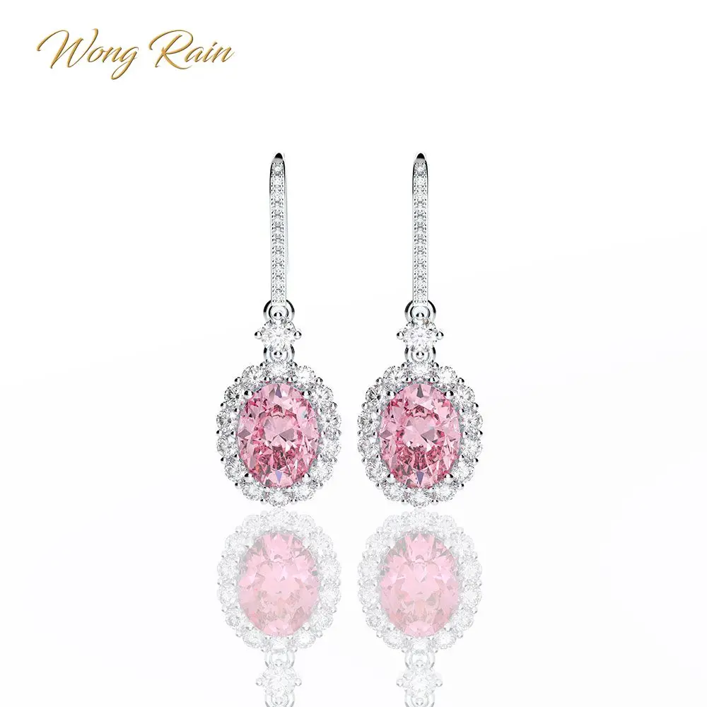 

Wong Rain 925 Sterling Silver Pink Sapphire Ruby Gemstone Drop Dangle Diamonds Earrings Fine Jewelry Wholesale Drop Shipping