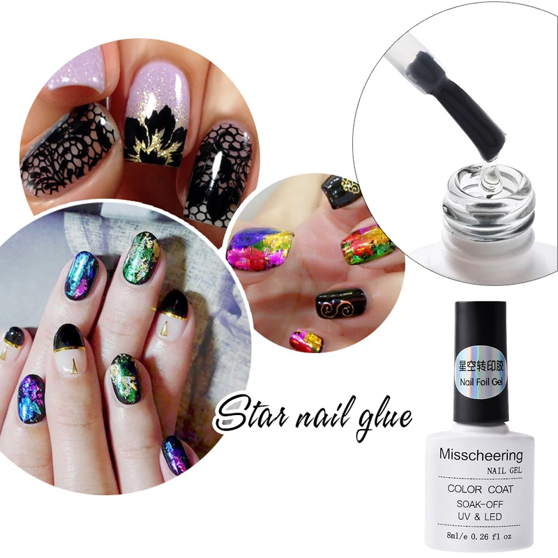 8 мл/бутылка Фольга для ногтей Клей Звезда клей s переносная бумага УФ гель лак