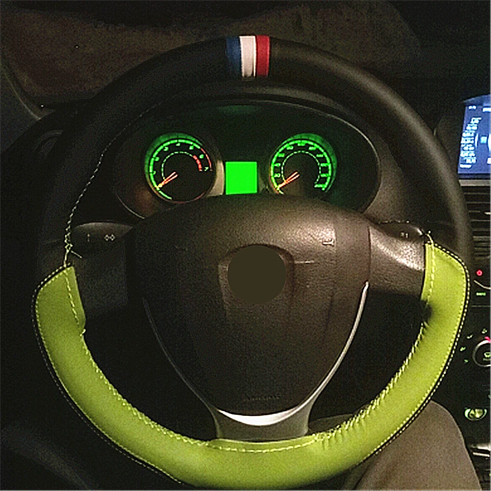 Новый бренд DIY Универсальный автомобильный стиль зеленый с черной оплеткой на