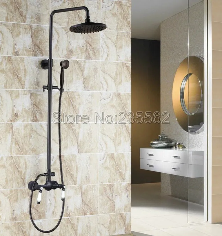 Бронзовый настенный смеситель для ванной комнаты с черным масляным покрытием и