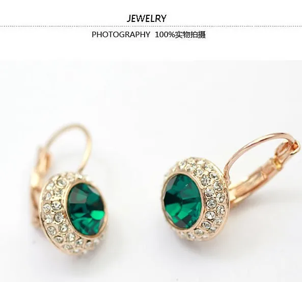 Высокое Качество 18 К Настоящее Позолоченные Австрийский Зеленый Кристалл Горный