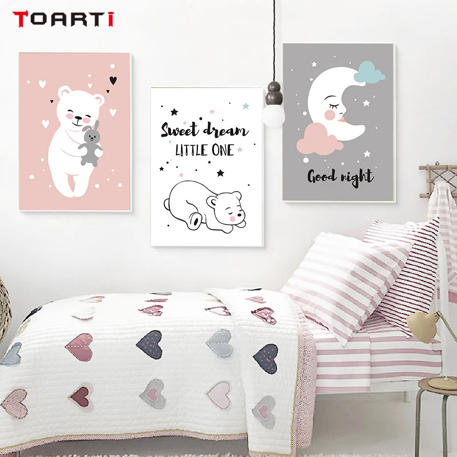 Детская парусиновая картина в скандинавском стиле с изображением Луны и
