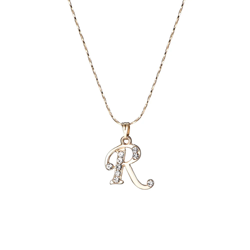 Письмо R ожерелье ювелирные изделия серебряный и золотой цвета для вставки страз