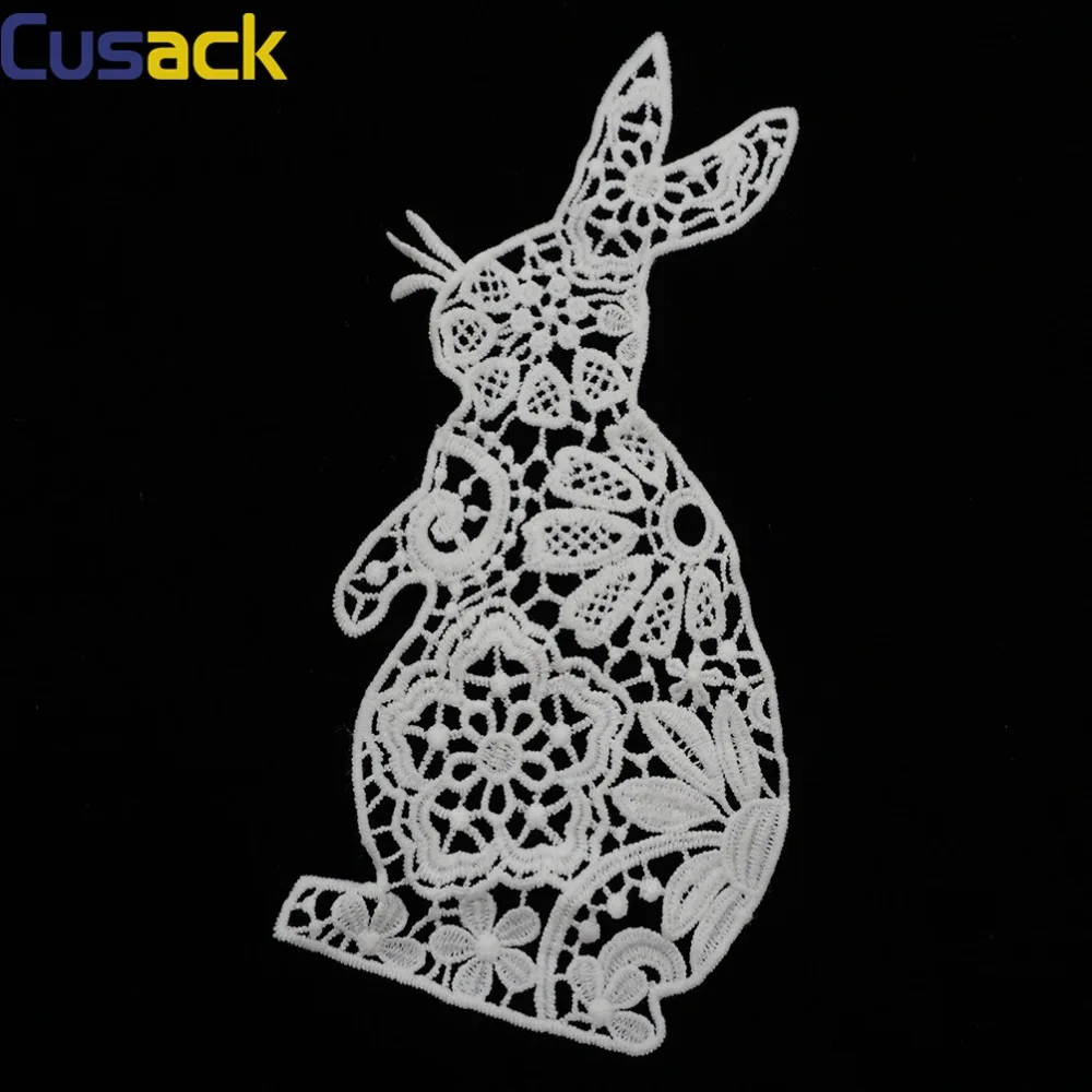 Cusack белый кролик животное Кружева Аппликация ручной работы DIY одежды платье