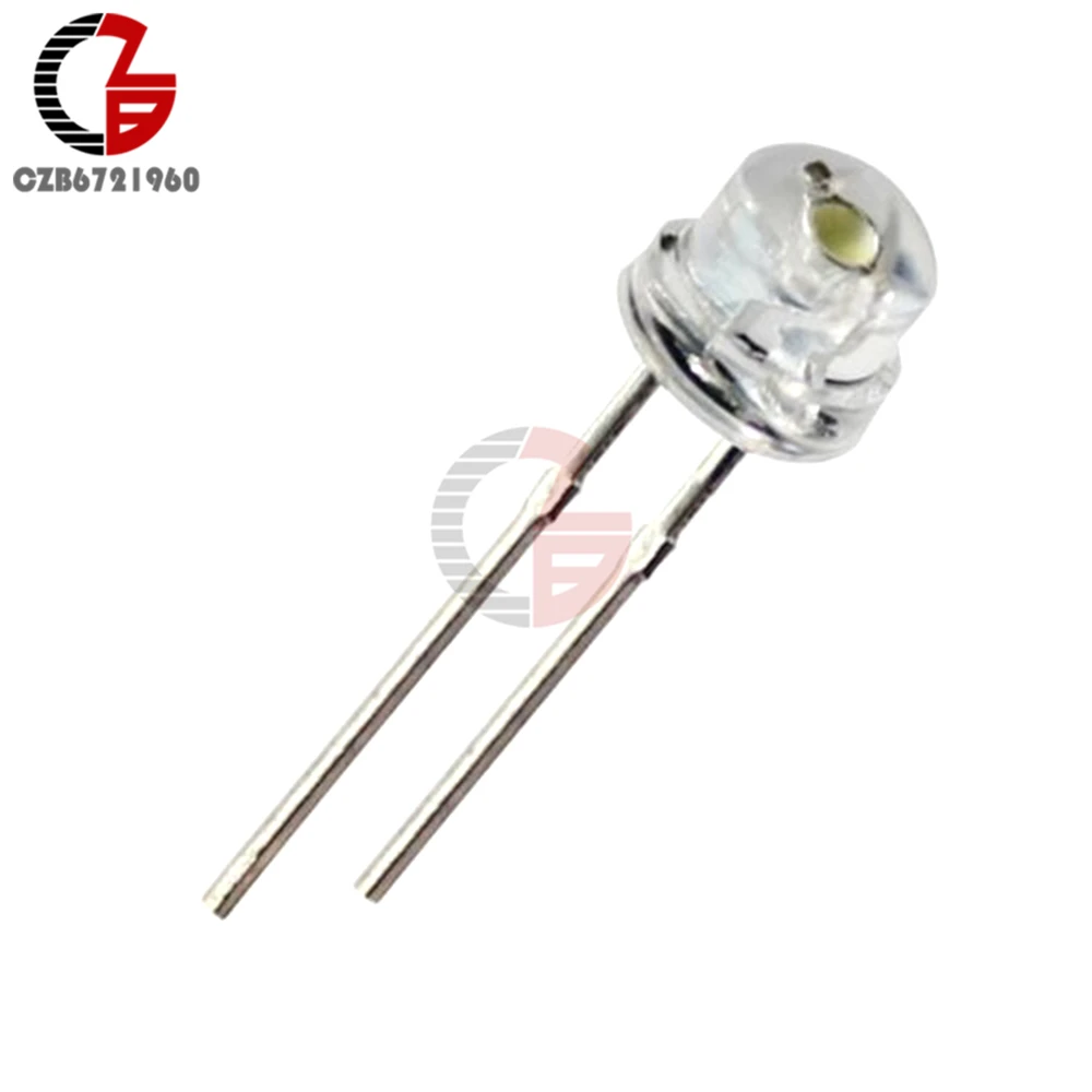 100Pcs 5mm Diode Straw Hat White Red Green Blue Yellow Purple Smd Smt Led Clear Super Bright Wide Angle Bulb 20000mcd Lamp images - 6