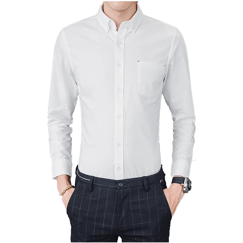 

Autumn new cotton oxford shirt loose Men's Dress Shirts Plus Size Pocket Long Sleeved Classical Male Formal Business Shirt Man