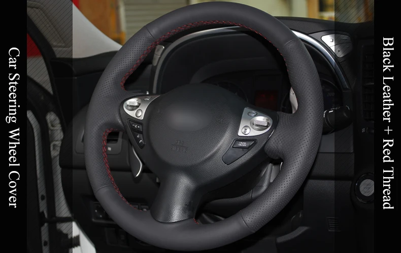 LQTENLEO черный кожаный чехол рулевого колеса автомобиля для Infiniti FX FX35 FX37 FX50 QX70 Nissan Juke Maxima Sentra Sylphy