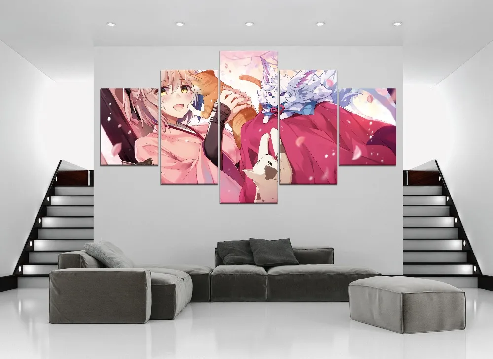 Рамки 5 шт. аниме Fate Grand Order персонаж силуэт плакат Современная печать на холсте