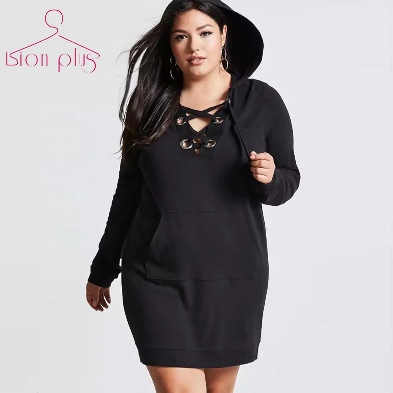 V образный вырез крест толстовки с капюшоном поясом женские большие размеры 5XL 6XL
