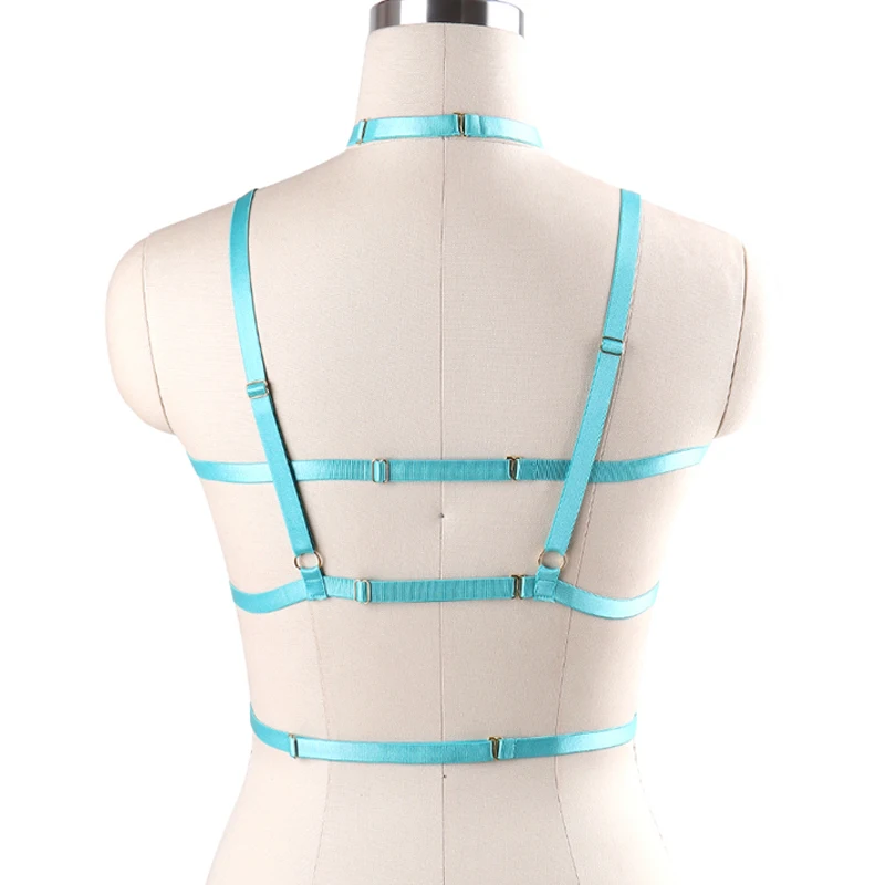 

Women Body Harness Belt Gothic Elastic Adjustable Size Strappy Sexy Cage Bra Pastel Gothic Bodysuit Top Bondage Lingerie
