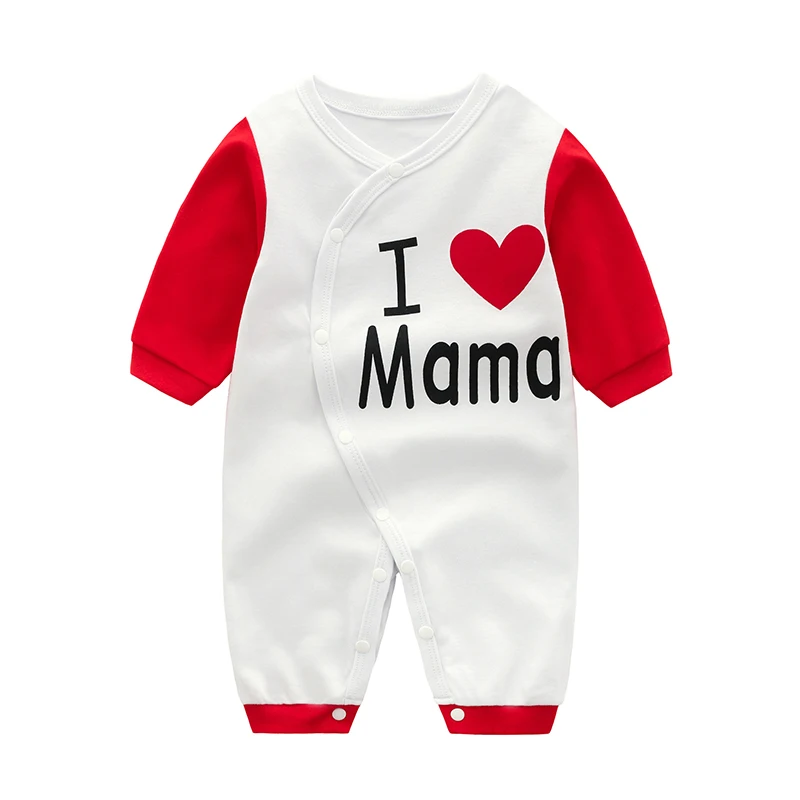 Детские ползунки с длинным рукавом для маленьких детей надписью I Love Mama и