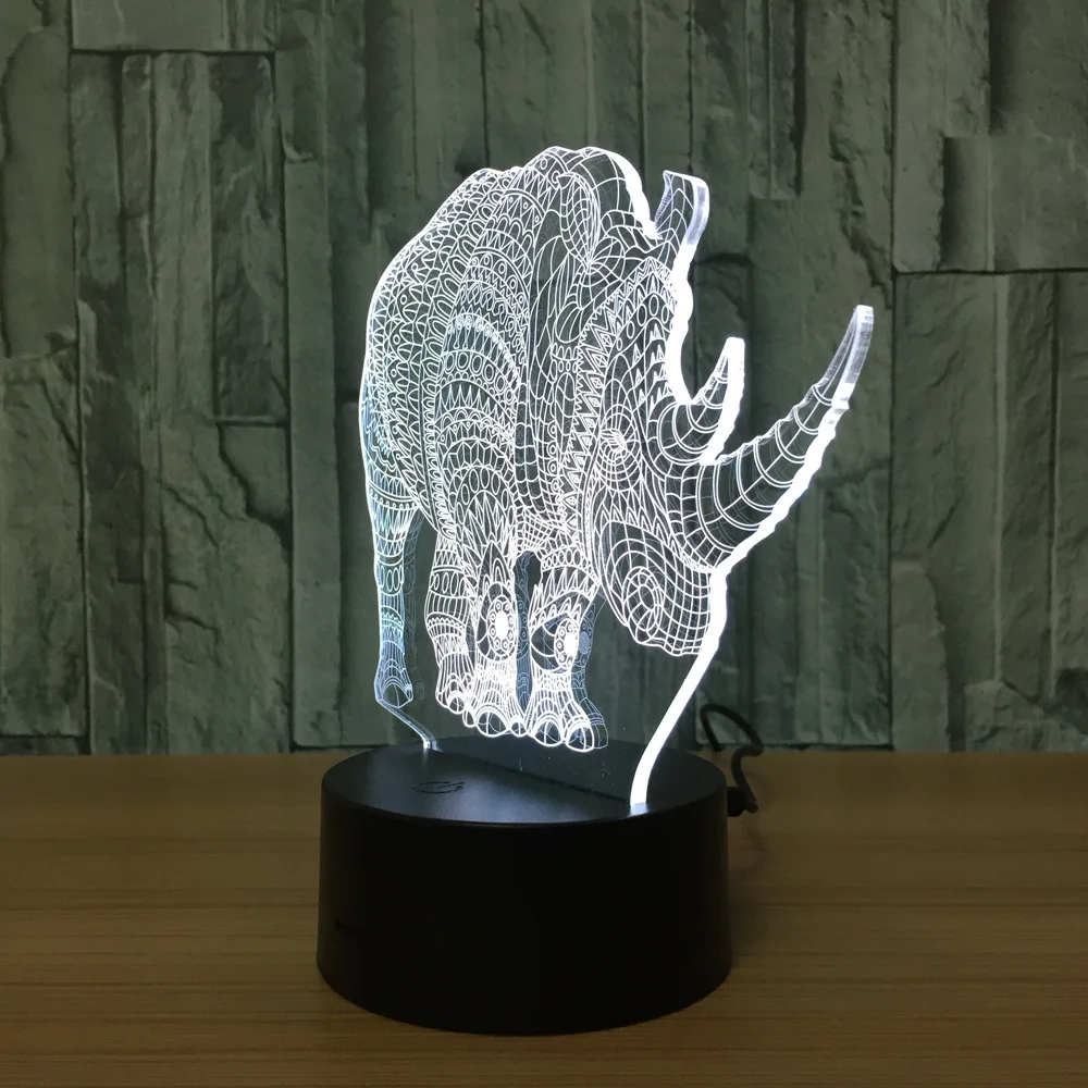 7 цветов настольная лампа Rhino Хэллоуин светодиодные Usb настольные лампы новинка
