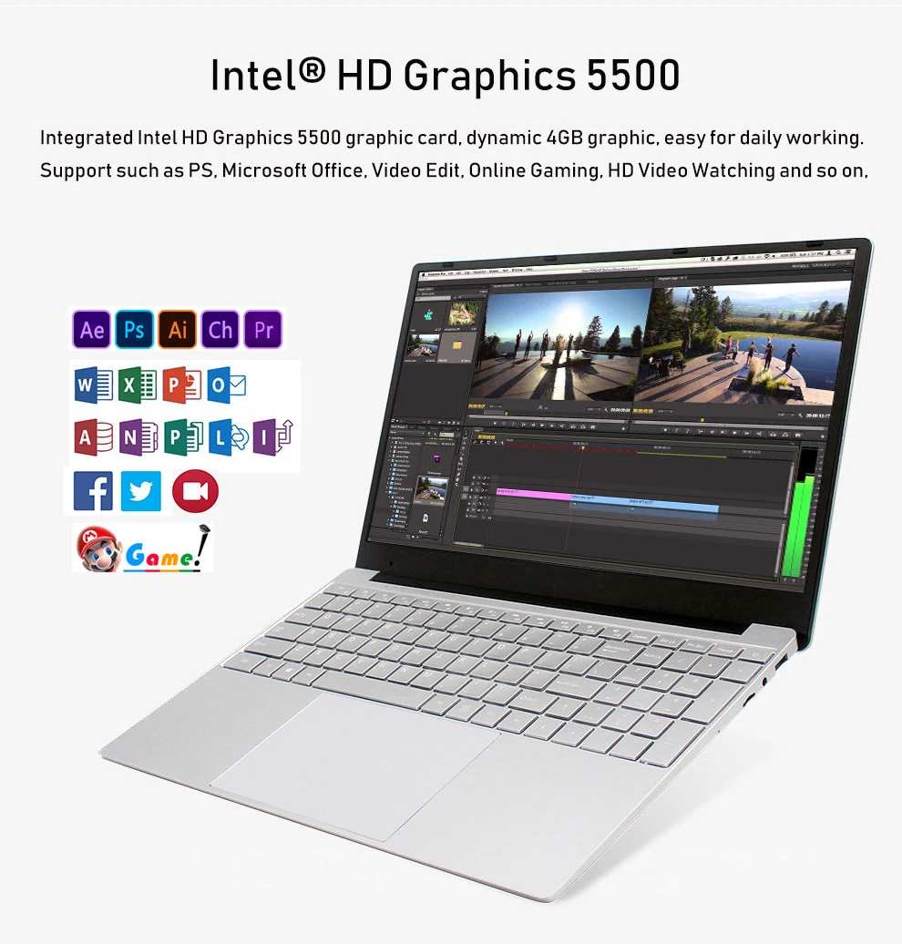 15,6 дюймов 8 ГБ ОЗУ 1 ТБ SSD ноутбук intel Core I3 5-го поколения. 1920*1080 ips HD экран клавиатура с подсветкой игровой ноутбук компьютер
