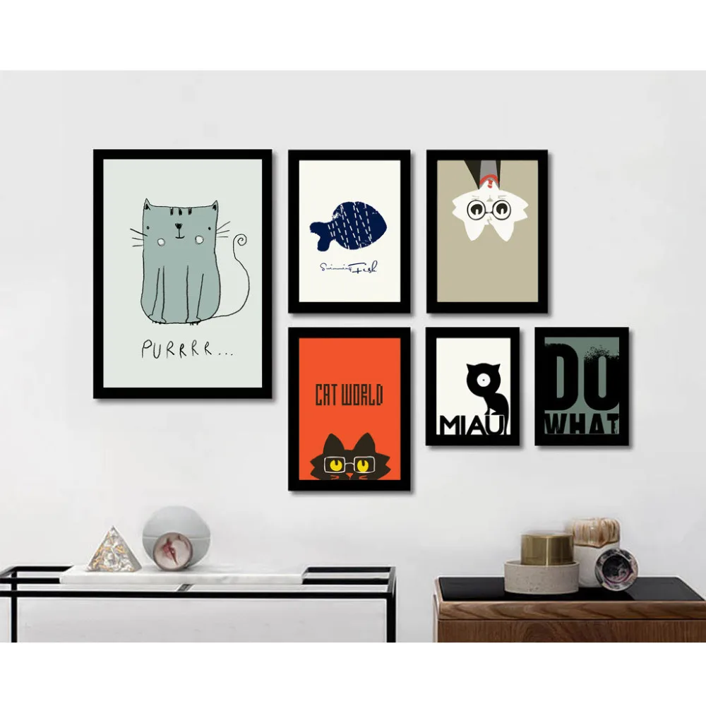 

Modern Cartoon animal Funny combination Waterproof Canvas Painting Art Girl Decoration For Room Bedroom Unframed