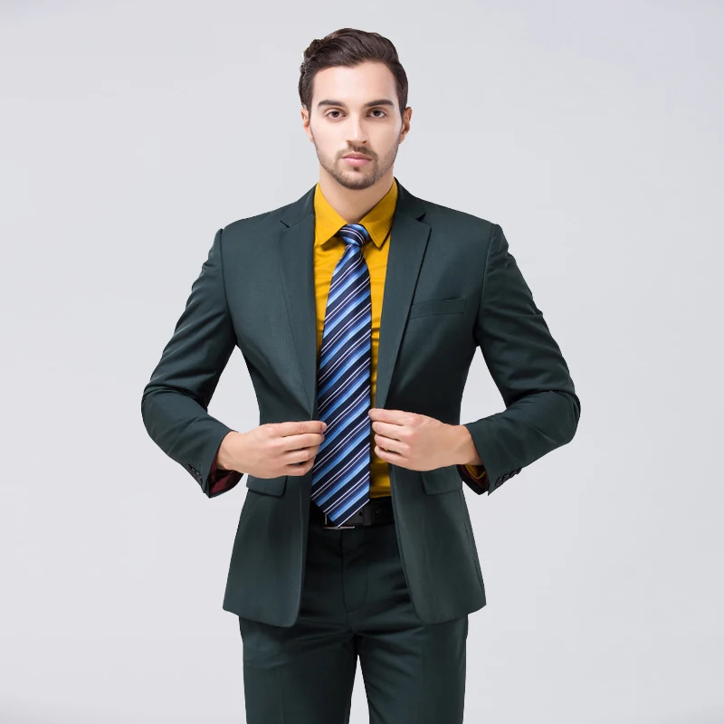 Желанная пора Для Мужчин зеленый вечерние костюм Slim Fit Новая мода фиолетовый и