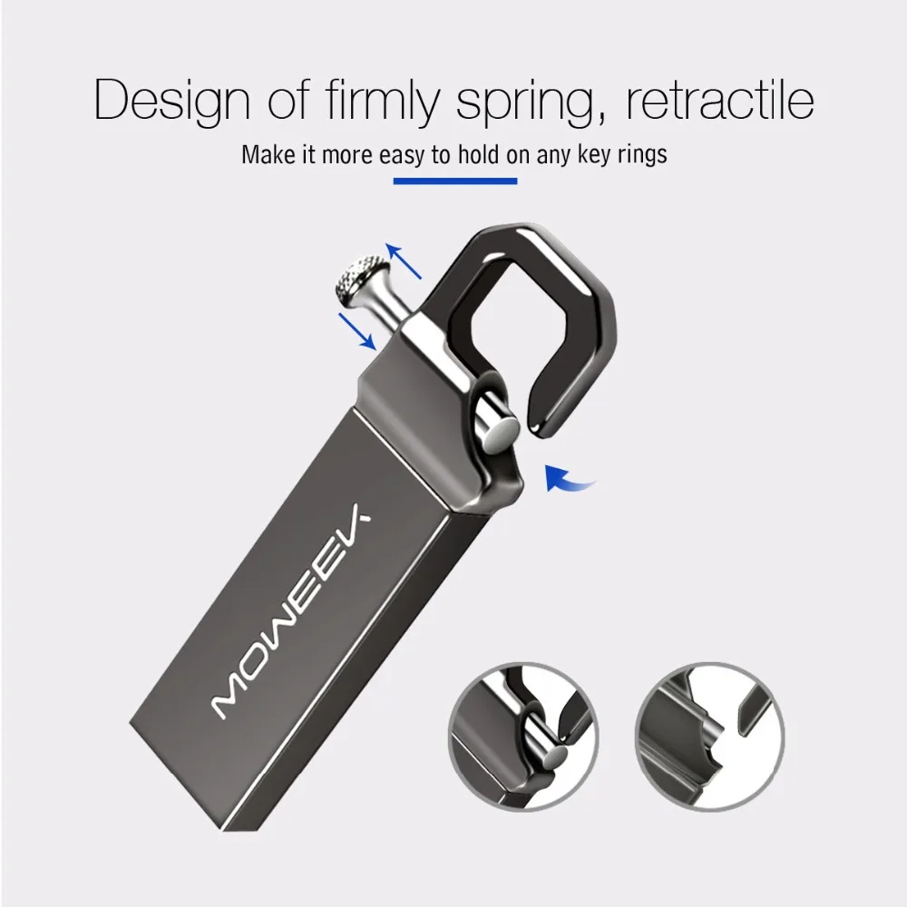 Moweek USB флешка реального Ёмкость 4 ГБ 8 16 г stick металла Водонепроницаемый флешки 32 64