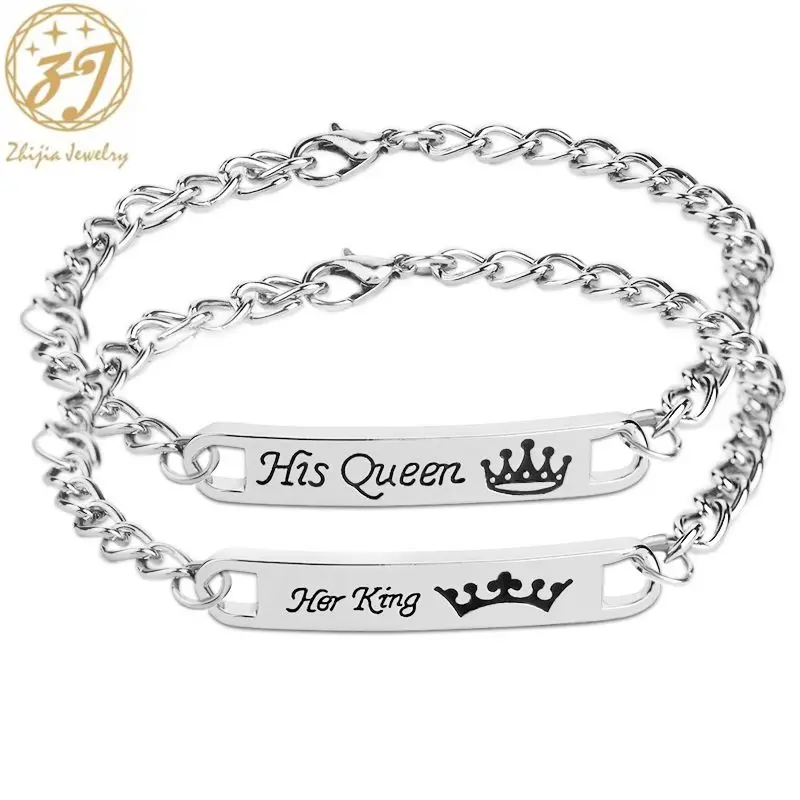 Браслеты zhijia his queen her king lovers эффектный подарок на день Святого Валентина браслет с