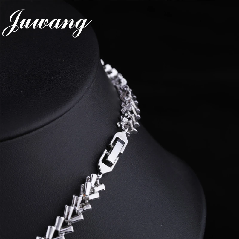 

JUWANG Zircon Wedding Jewelry Sets Dubai African Red Crystal Jewellery Set Rhinestone Luxurious Charm Women Fashion Necklace
