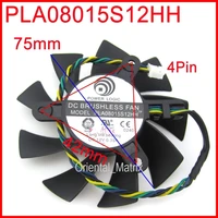 free shipping pla08015s12hh 12v 0 35a 75mm 42x42x42mm vga fan for msi r4770 r6850 graphics card cooling fan 4pin 4wire