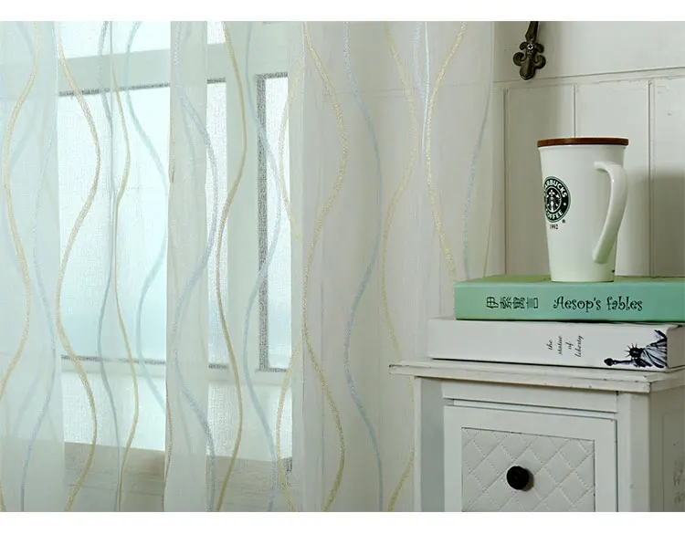 Высокое качество простой стиль марли занавес закончил Белый ярко номер оформлен