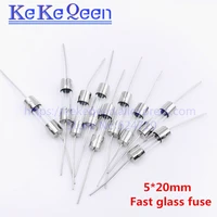100pcs 520mm axial glass fuse fast blow 250v with lead wire 520 f 0 5a1a2a3a3 15a4a5a6 3a8a10a12a15a20a25a