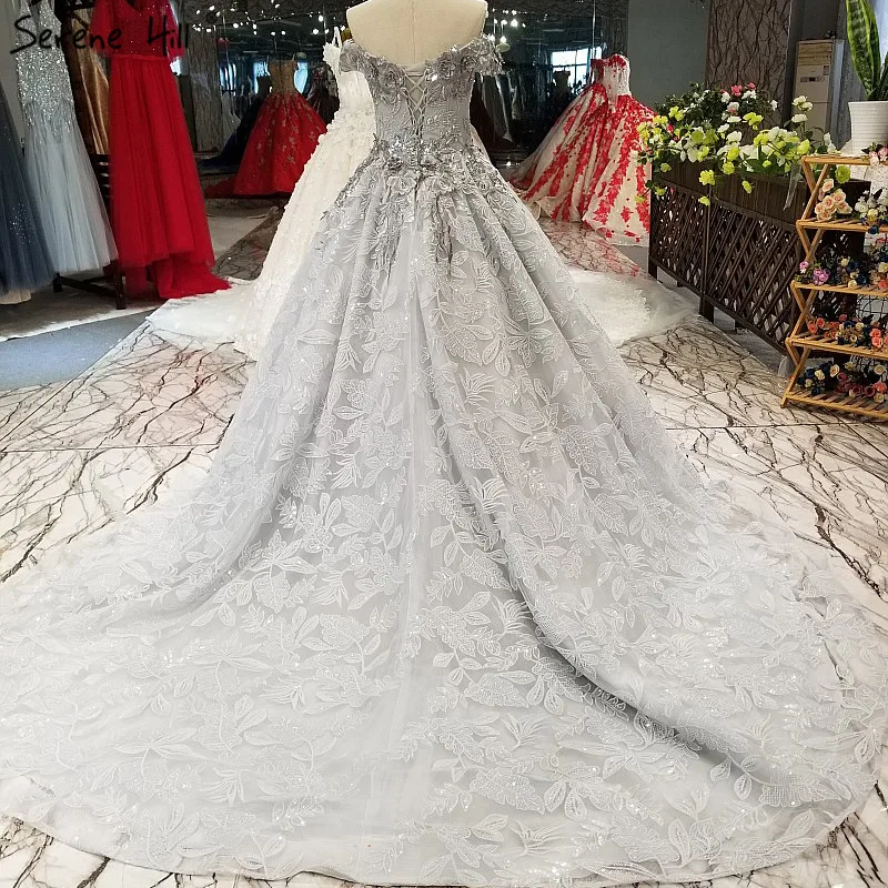 Серое роскошное сексуальное вечернее платье с открытыми плечами 2019 ручная