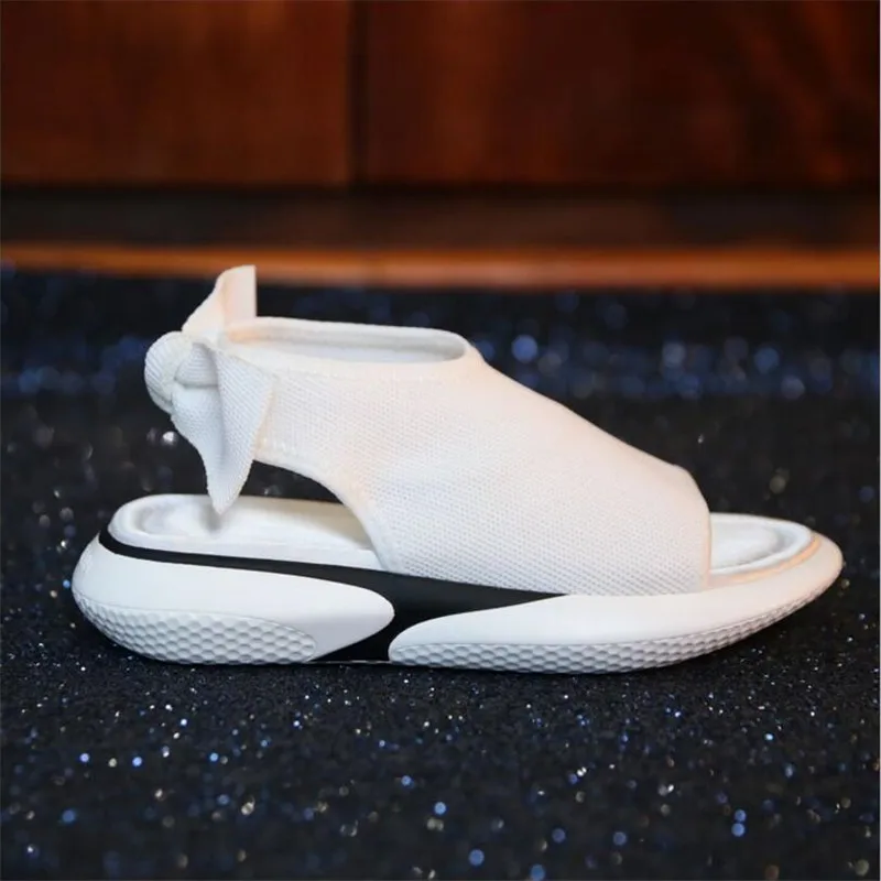 

Dropshipping 2019 Summer New Style Fashion Bow Personality Sandals Female Flat Woven Mixed with Casual Shoes Fish Mouth Sandals