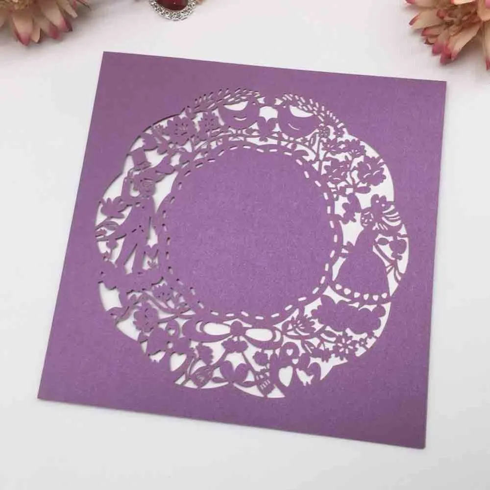 

40pcs/lot New Lovers Birds Flower Wedding Invitation Card Birthday Party Dinner Invite Wedding Decorations Greeting Card
