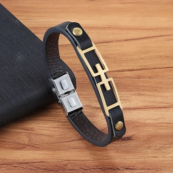 New Style Color Maze Totem Design PU Leather Bracelet 2