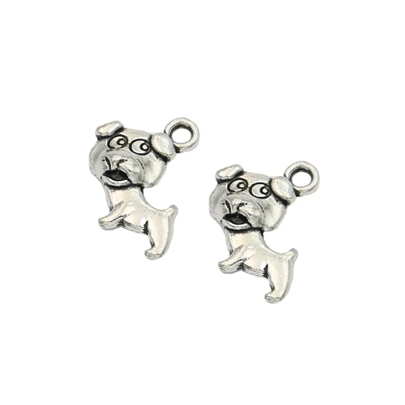 JAKONGO Antique Silver Plated Dog Charms Pendants for Jewelry Making Bracelet Findings Accessories DIY 16x12mm | Украшения и