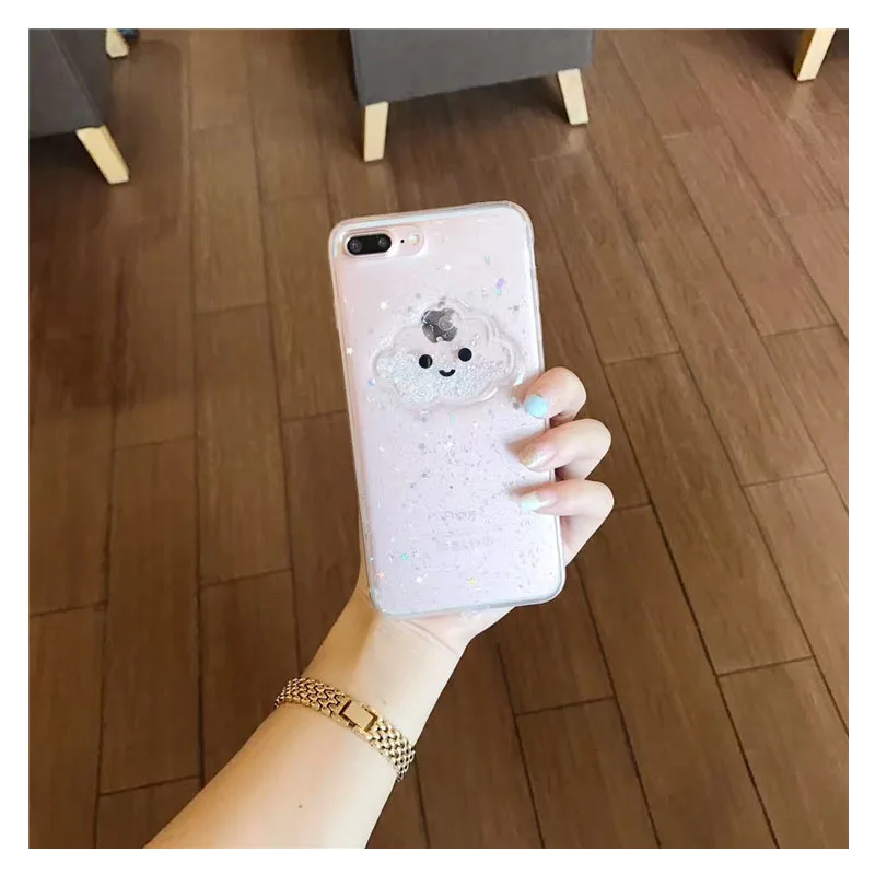 Прозрачные эпоксидные блестки поток бисера облако iPhone6splus мобильный корпус -