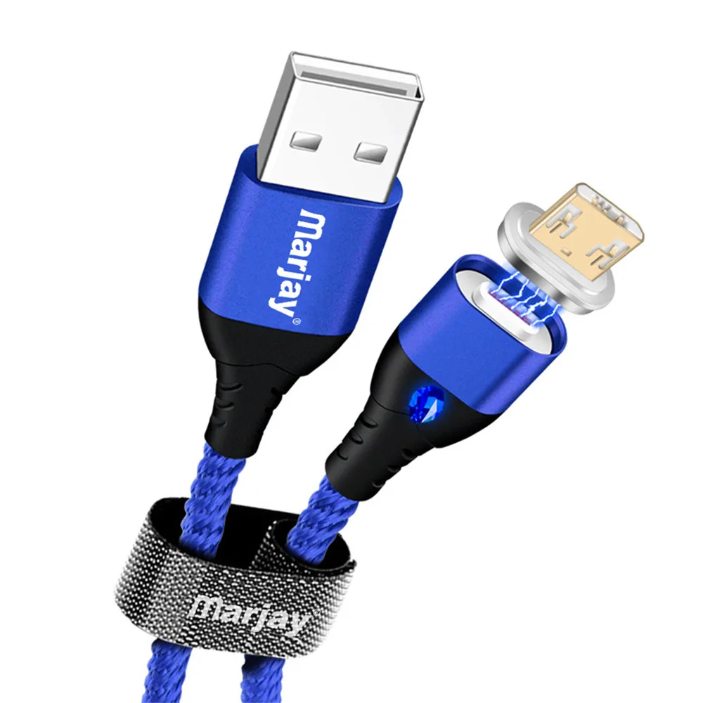 Blue for Micro USB Marjay Магнитный кабель Micro USB для samsung type C 5A Быстрая Зарядка Кабели для iPhone X 8 7 Магнит USB C зарядное устройство кабель для huawei - Цвет: Blue for Micro USB