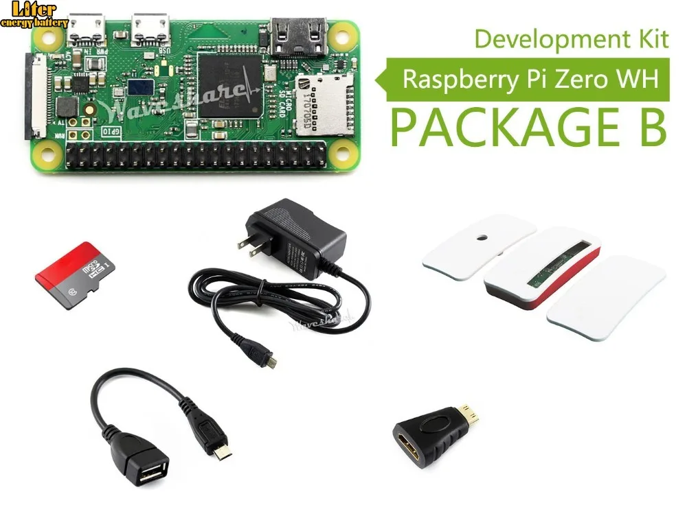 Raspberry Pi Zero WH (встроенный WiFi предварительно спаянные заголовки) Тип B карта Micro SD