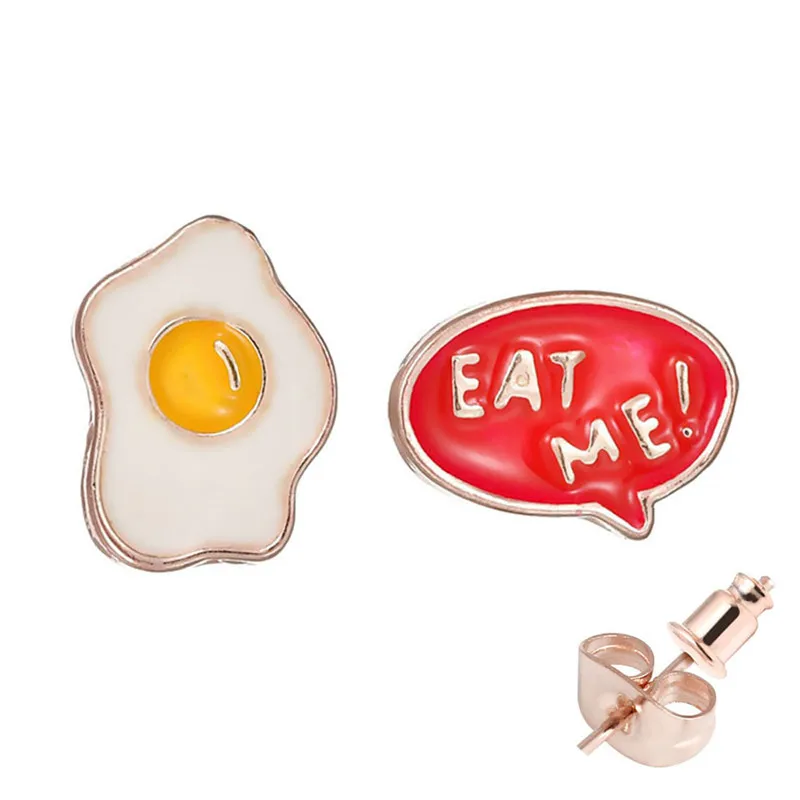 Новинка серьги гвоздики из розового золота в виде капель масла Eat Me Egg для женщин