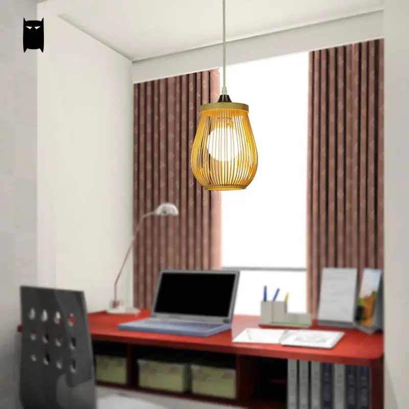 Бамбуковый Плетеный подвесной светильник из ротанга в стиле рустик Азиатский
