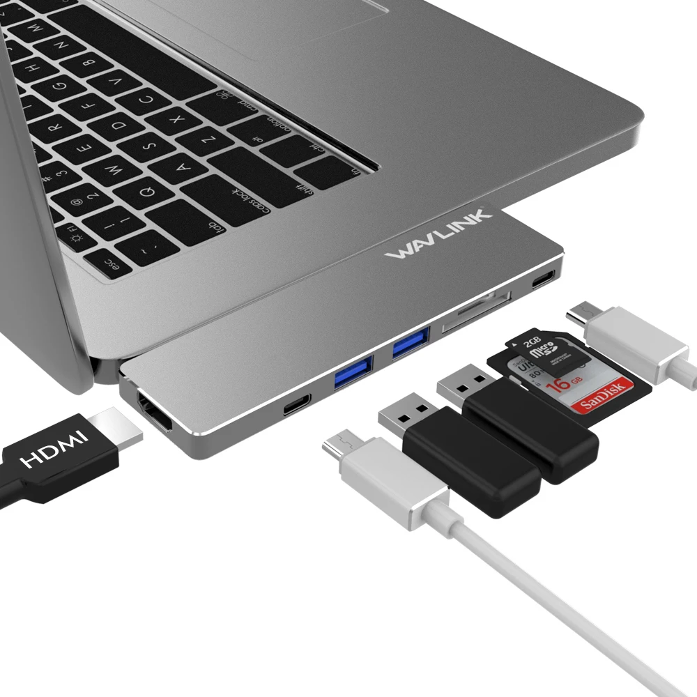 Wavlink двухпортовый type C концентратор для HDMI адаптер MacBook Pro USB 40 Гбит/с 3 0 4 k @ 30 Гц