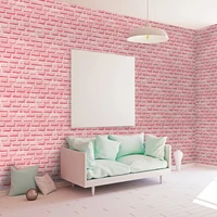 3d pink brick wallpaper stickers sweet girls room bedroom wallpapers roll self adhesive pvc wall paper background wall tv st1027