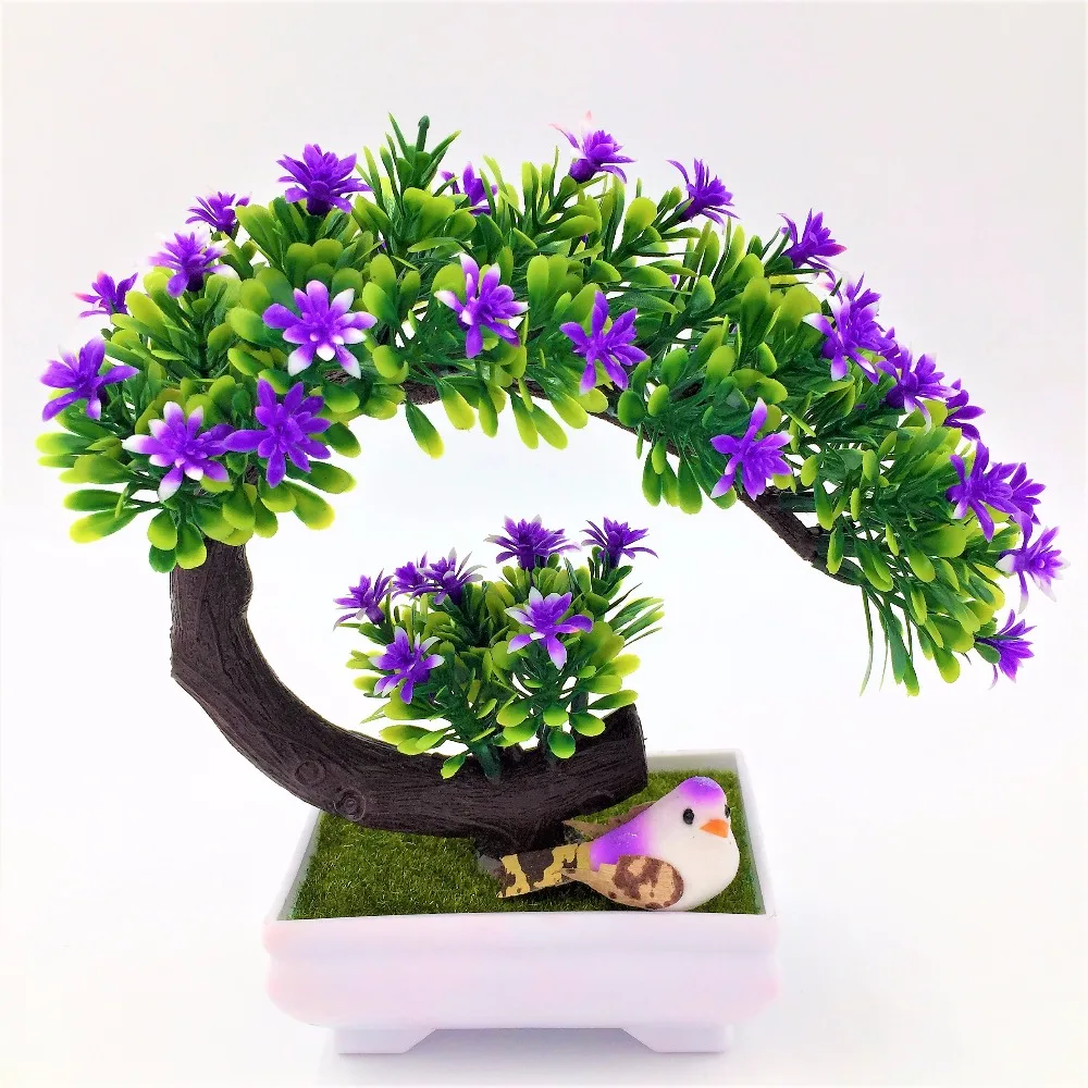 1 шт.. Декоративные искусственные цветы из сосны имитирующие бонсай зеленые