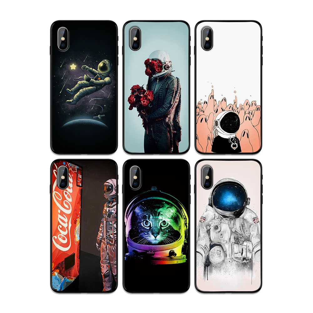 Sky meteorite art астронавт мягкая термополиуретановая крышка-чехол для Apple iPhone 6 6S 7 8 Plus 5