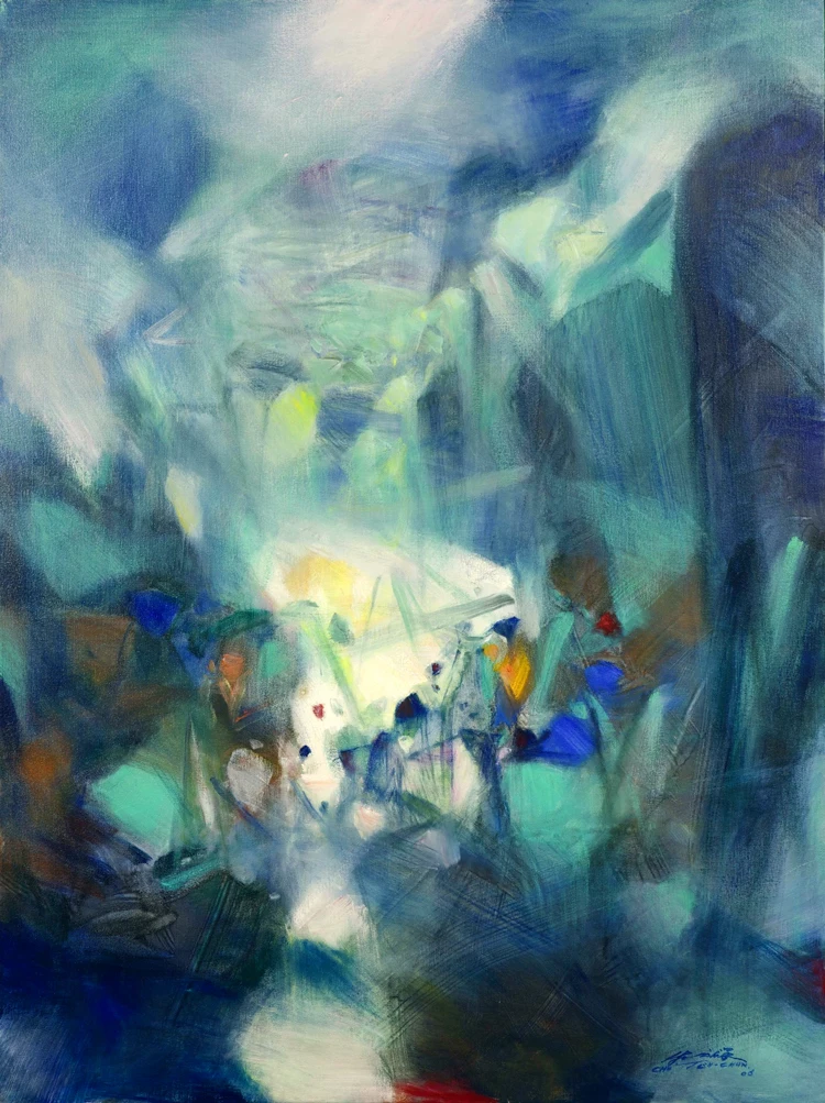 

scenery abstract picture canvas painting giant posters home decoration art Thinking of Rocks impression by Chu Teh-Chun art